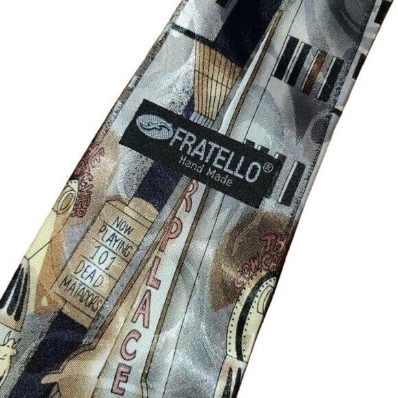 Vintage Mens Accessories, Fratello Necktie "Underplace" Socialite Cow Theme Tie - Picture 2 of 3
